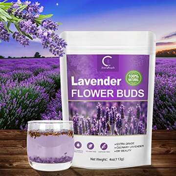 Organic Lavender Flowers Tea for Tea, Syrup, Drinks, Baking, DIY Beauty, Sachets & Fresh Fragrance 1...