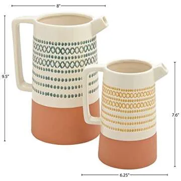 Amazon Brand – Rivet Modern Cylinder Stoneware Watering Can Vase Set - Pack of 2, Multicolor