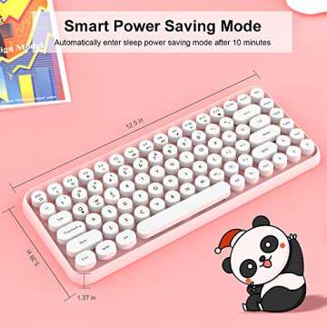 NACODEX 84-Key Pink Wireless Bluetooth Keyboard