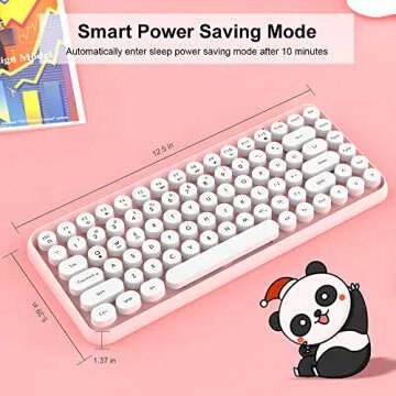 NACODEX 84-Key Pink Wireless Bluetooth Keyboard