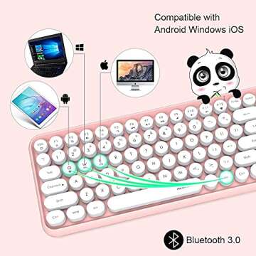 NACODEX 84-Key Pink Wireless Bluetooth Keyboard