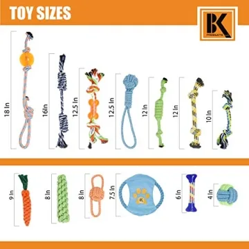 Puppy Toys, Box of 13 Puppy Dog Rope Chew Toys Designed for Playtime, Made for Chewing, Teething, and Calming Anxiety in New Puppies and Small Dogs, Bundle Includes a BONUS Storage Bag