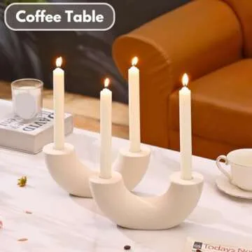 MARTAGE Boho Taper Candle Holders Set - Elegant Ceramic Decor for Home