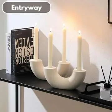 Elegant Boho Ceramic Candle Holders Set of 2