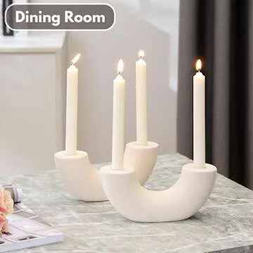 Elegant Boho Ceramic Candle Holders Set of 2