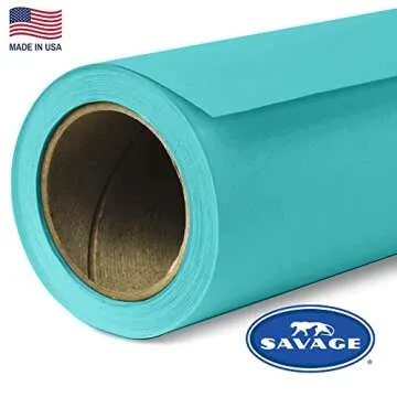 Savage Seamless Paper Photography Backdrop - Color #47 Baby Blue, Size 53 Inches Wide x 36 Feet Long...