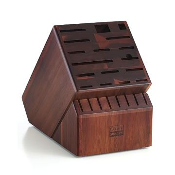 Cooks Standard Acacia Wood Knife Block Holder - 25 Slot X-Large Kitchen Storage