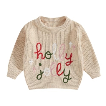 Nokpsedcb Baby Girl Boy Cute Gingerbread Man Embroidery Long Sleeve Oversized Sweater Newborn Infant...