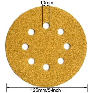 Aiyard 5-Inch 8-Hole Hook and Loop Sanding Discs 100-Grit Random Orbit Sandpaper, 100-Pack