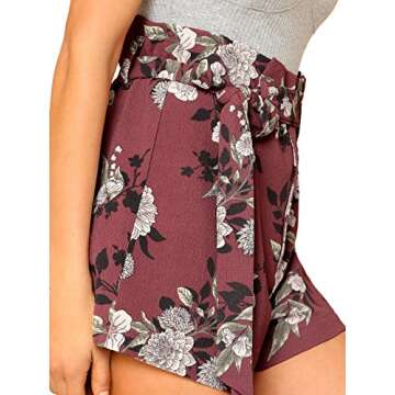 SheIn Women's Tie Waist Inseam Pocket Side Plaid Shorts Floral X-Small
