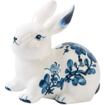 Garkria Ceramic Bunny Figurines for Easter Decoration