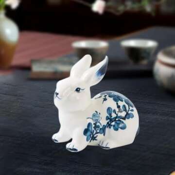 Garkria Ceramic Bunny Figurines for Easter Decoration