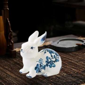Garkria Ceramic Bunny Figurines for Easter Decoration