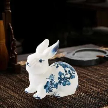 Garkria Ceramic Bunny Figurines for Easter Decoration