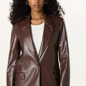 Anouk Faux-Leather Long Blazer for Elegant Fall Style