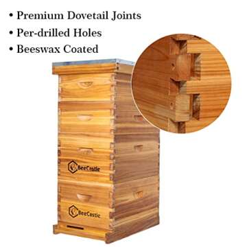 BeeCastle 10 Frame Langstroth Bee Hive Coated with 100% Beeswax Includes Beehive Frames and Waxed Foundations (2 Deep Boxes & 2 Medium Boxes)