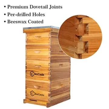 BeeCastle 10 Frame Langstroth Bee Hive Coated with 100% Beeswax Includes Beehive Frames and Waxed Foundations (2 Deep Boxes & 2 Medium Boxes)