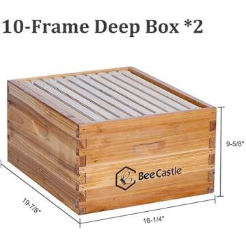 BeeCastle 10 Frame Langstroth Bee Hive Coated with 100% Beeswax Includes Beehive Frames and Waxed Foundations (2 Deep Boxes & 2 Medium Boxes)
