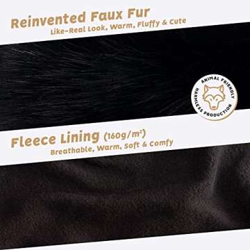 Futrzane Classic Cuffs - Faux Fur Cuffs for Wrists - Womens Coats Furry Warmers (Black Classic)