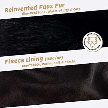 Futrzane Classic Cuffs - Faux Fur Cuffs for Wrists - Womens Coats Furry Warmers (Black Classic)