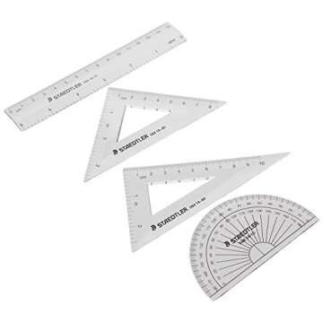 Staedtler Math Set with Ruler, 2 Triangles, Protractor, portable 4 piece, 569 WP4