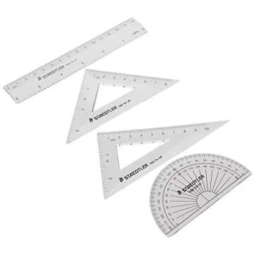Staedtler Math Set with Ruler, 2 Triangles, Protractor, portable 4 piece, 569 WP4
