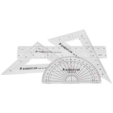 Staedtler Math Set with Ruler, 2 Triangles, Protractor, portable 4 piece, 569 WP4