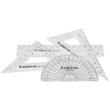 Staedtler Math Set with Ruler, 2 Triangles, Protractor, portable 4 piece, 569 WP4