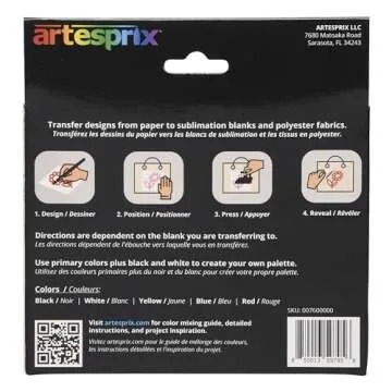 Artesprix Iron-on-Ink Sublimation Acrylic Paint Set - 5 Vibrant Colors for Creative Projects