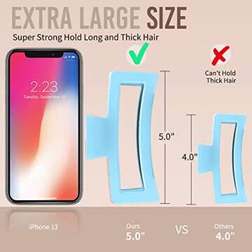 ZYTJ 5 Inche Blue Extra Large Claw Clips for Thick Hair and Long Hair, 4 Pack Xl Jumbo Claw clips, O...