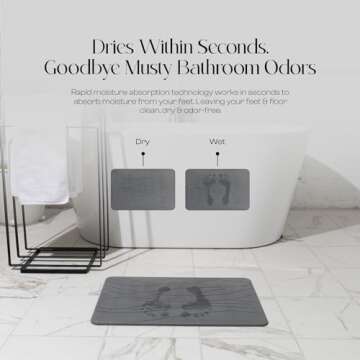 Mondano Stone Bath Mat, Diatomaceous Earth Shower Mat Non Slip Bathroom Mat Quick Dry Stone Mat, Stone Dish Drying Mat, Stone Bath Mats for Bathroom, Diatomaceous Earth Bath Mat (Graphite Grey)