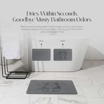 Mondano Stone Bath Mat, Diatomaceous Earth Shower Mat Non Slip Bathroom Mat Quick Dry Stone Mat, Stone Dish Drying Mat, Stone Bath Mats for Bathroom, Diatomaceous Earth Bath Mat (Graphite Grey)
