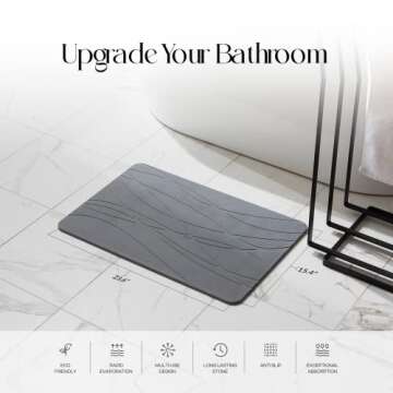Mondano Stone Bath Mat, Diatomaceous Earth Shower Mat Non Slip Bathroom Mat Quick Dry Stone Mat, Stone Dish Drying Mat, Stone Bath Mats for Bathroom, Diatomaceous Earth Bath Mat (Graphite Grey)