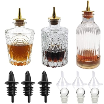 LINALL Bitters Bottle Set - Stylish Glass Bottles for Cocktails