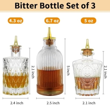 LINALL Bitters Bottle Set - Stylish Glass Bottles for Cocktails