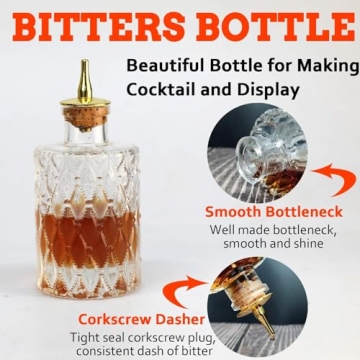 LINALL Bitters Bottle Set - Stylish Glass Bottles for Cocktails