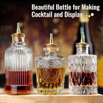 LINALL Bitters Bottle Set - Stylish Glass Bottles for Cocktails