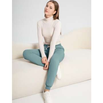 Flygo Women's Winter Warm Fleece Joggers Pants Sherpa Lined Athletic Active Sweatpants(Small, Bea Gr...