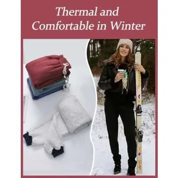 Flygo Women's Winter Warm Fleece Joggers Pants Sherpa Lined Athletic Active Sweatpants(Small, Bea Green)