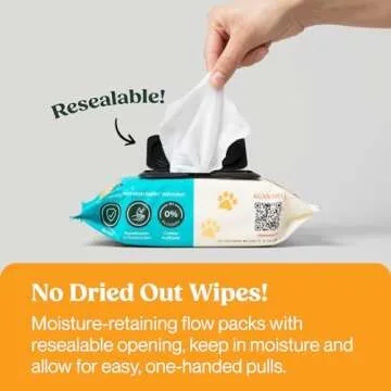 WIPEMATE Premium Dog & Cat Pet Wipes, Cleans Pet Paws, Ears, Fur, Butt, & Anal Gland, No-Rinse Solution, Gentle, Deodorizing, Hypoallergenic - Unscented 100 ct