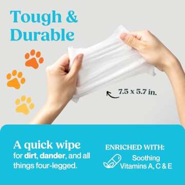 WIPEMATE Premium Dog & Cat Pet Wipes, Cleans Pet Paws, Ears, Fur, Butt, & Anal Gland, No-Rinse Solution, Gentle, Deodorizing, Hypoallergenic - Unscented 100 ct
