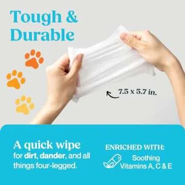 WIPEMATE Premium Dog & Cat Pet Wipes, Cleans Pet Paws, Ears, Fur, Butt, & Anal Gland, No-Rinse Solution, Gentle, Deodorizing, Hypoallergenic - Unscented 100 ct