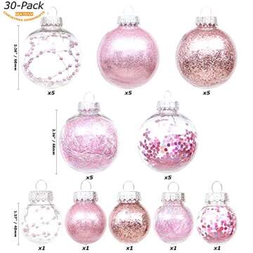 Sea Team 60mm/2.36" Shatterproof Clear Plastic Christmas Ball Ornaments, Transparent, See-Through, C...