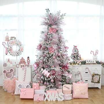 Sea Team 60mm/2.36" Shatterproof Clear Plastic Christmas Ball Ornaments, Transparent, See-Through, Crystal Baubles, Bulbs with Stuffed Delicate Decorations for Xmas Tree (30 Counts, Pink)