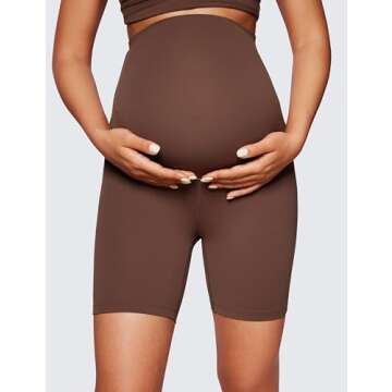 CRZ YOGA Womens Butterluxe Maternity Biker Shorts Over The Belly 6" - Pregnancy Yoga Workout Activew...