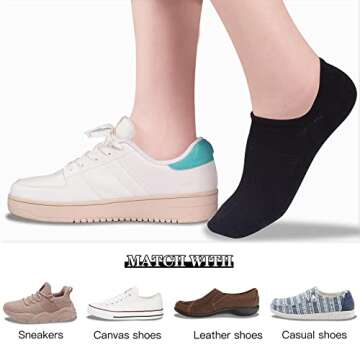 Heatuff No Show Socks Womens Cotton Low Cut Non Slip Casual Socks Invisible Flat Boat Liner Socks (6...
