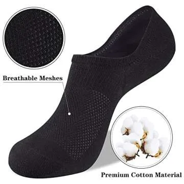 Heatuff No Show Socks Womens Cotton Low Cut Non Slip Casual Socks Invisible Flat Boat Liner Socks (6/9 Pairs)