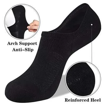 Heatuff No Show Socks Womens Cotton Low Cut Non Slip Casual Socks Invisible Flat Boat Liner Socks (6/9 Pairs)