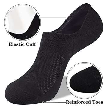 Heatuff No Show Socks Womens Cotton Low Cut Non Slip Casual Socks Invisible Flat Boat Liner Socks (6/9 Pairs)