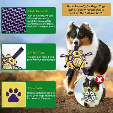 CLAMADO Dog Toys Soccer Ball with Straps, Interactive Dog Toys for Tug of War, Dog Water Toy, Durabl...